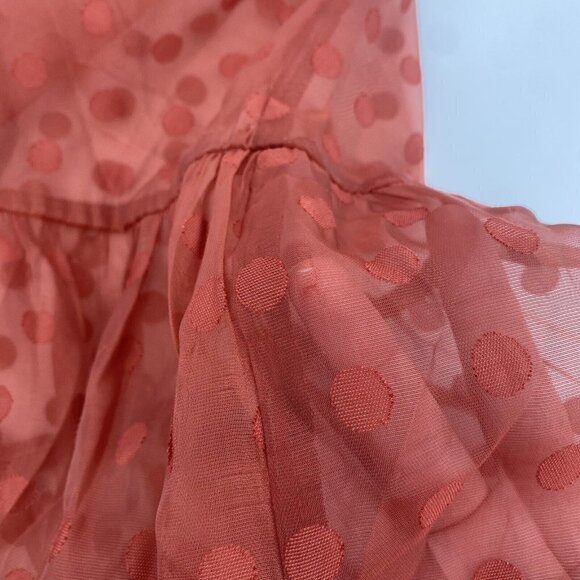 EN SAISON SIZE M EMBROIDERED DOT LONG SLEEVE BABYDOLL MINIDRESS IN RUST - Picture 7 of 11